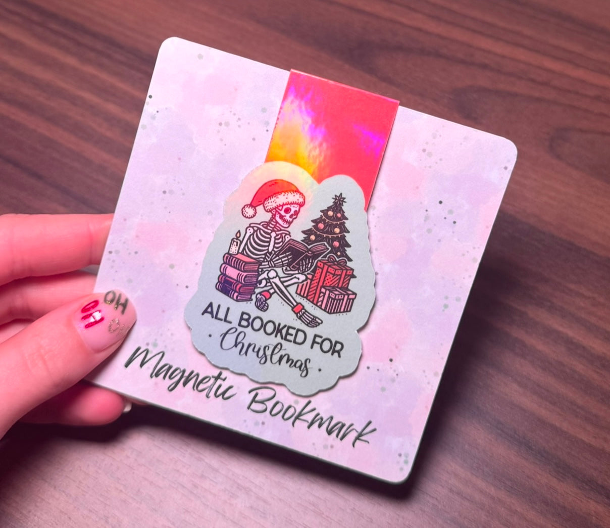 Skeleton All Booked For Christmas Magnetic Bookmark