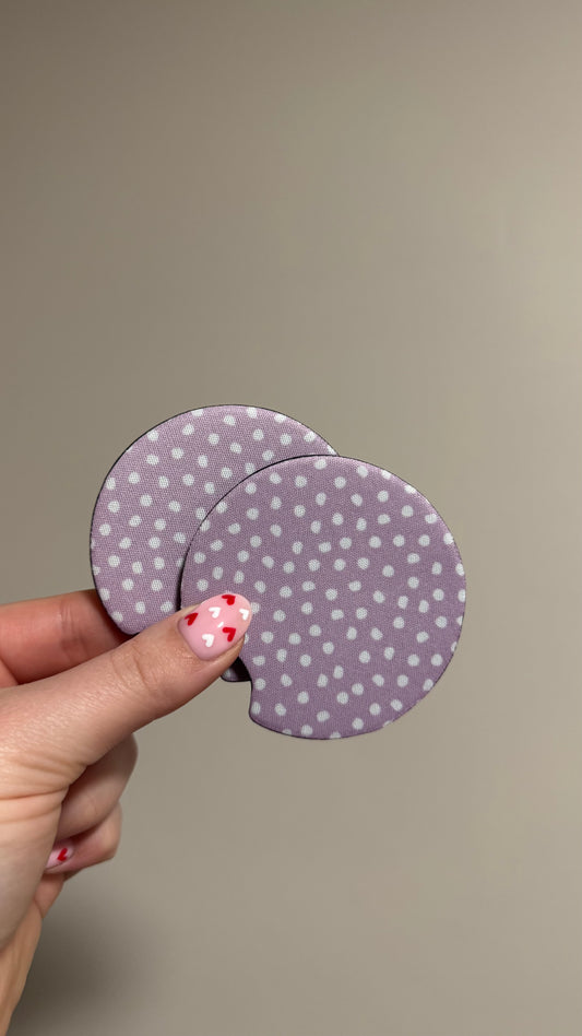 Purple Polka Dot Car Coasters