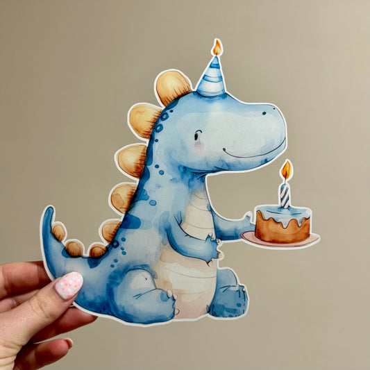 Dinosaur Birthday Cake Sticker