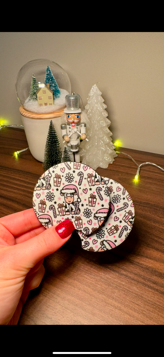 Pink Christmas Cow Car Coasters