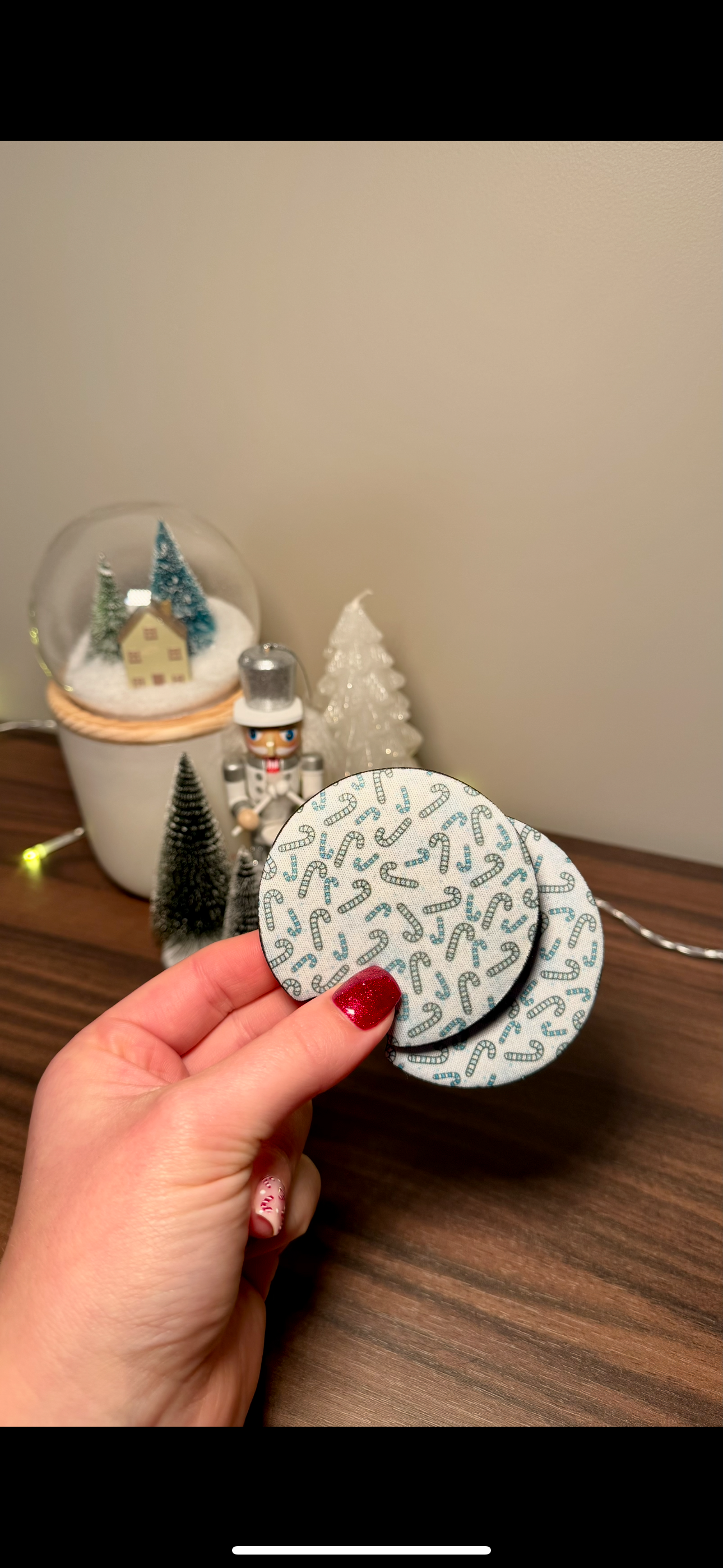 Blue Candy Cane Car Coasters